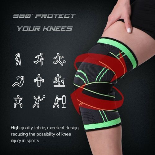 Green Knee Protective Padding Sports Pressure Strap Fitness