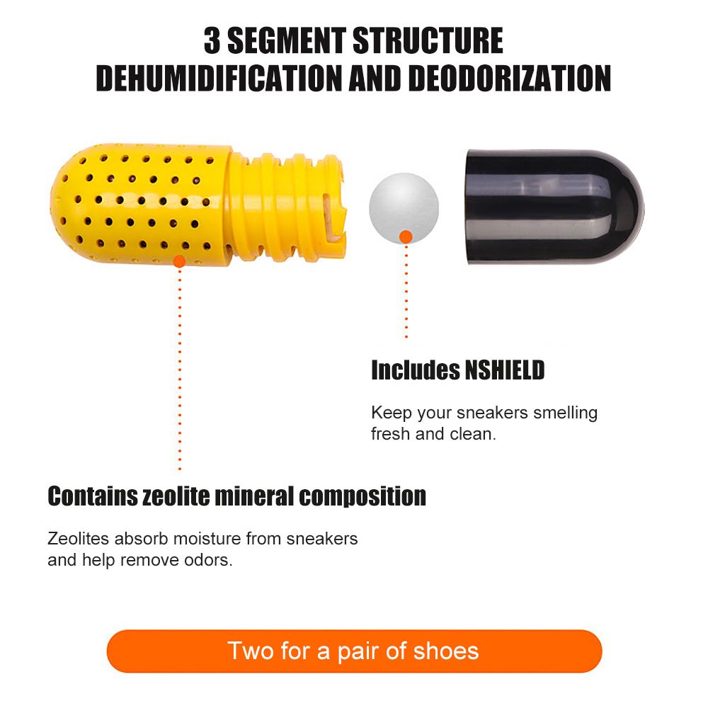 2pcs Deodorizer Shoe Closet Steriliser Eliminator Drawer Air Purifying Smell Remover Capsule Shape Moisture Absorber Dryer Ball-Yellow Color