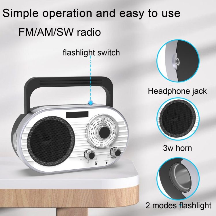 FM/AM/SW Multi-band Radio Rechargeable Music Player