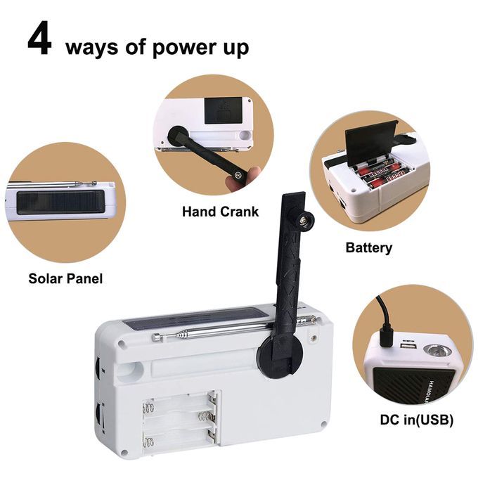 4Way Powered Emergency Radio Solar Crank Battery AMFM Alert Radio