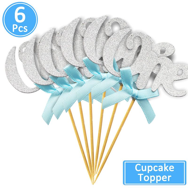 First Happy Birthday Blue Balloon Banner My 1st 1 One Year Party-silver Blue Topper