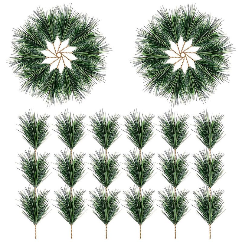 60 PC Artificial Green Pine s Branches-Small Pine Twigs Stems Picks- Greenery Pine Picks for Christmas Garland