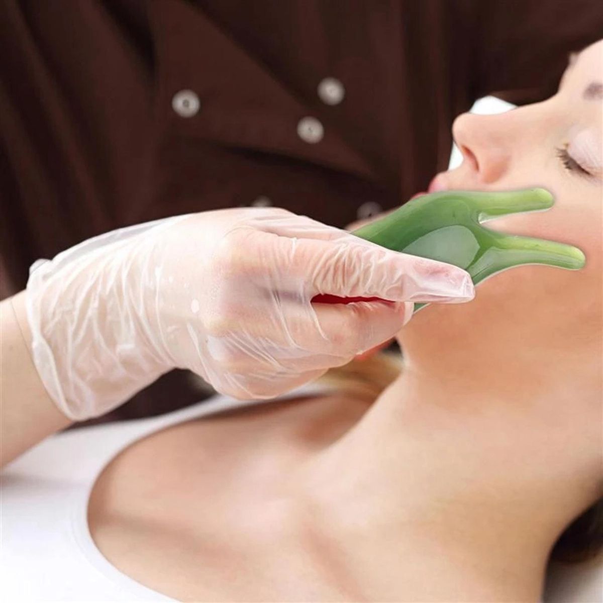 10Pcs Beautiful Massage Guasha Scraping Body Scraper Face Massager Gua Sha Eye Nose Y Face Board SPA Tool Dark Green