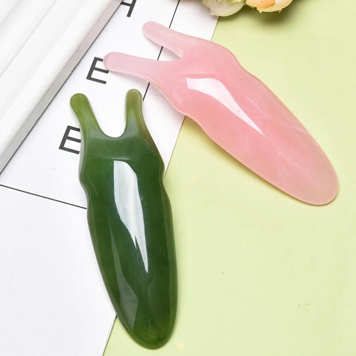 10Pcs Beautiful Massage Guasha Scraping Body Scraper Face Massager Gua Sha Eye Nose Y Face Board SPA Tool Dark Green