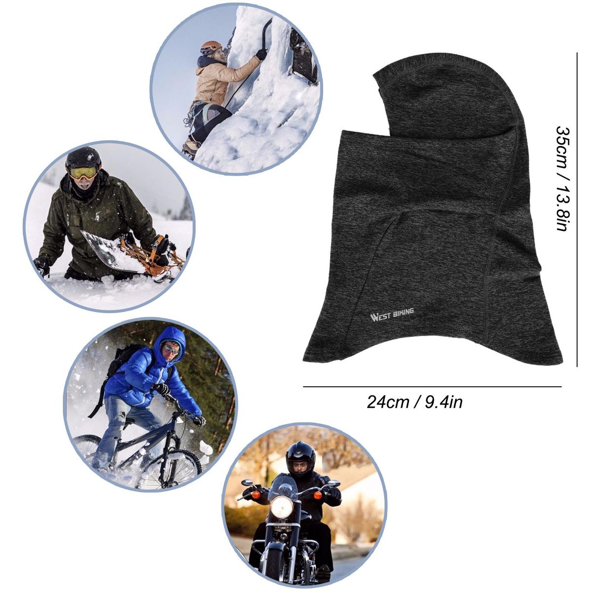 Thermal Face Mask Wind-proof Cycling Neck Warmer Motorcycle Under Helmet Lining Mask Caps Ultimate Thermal Retention Hat  for Running Cycling Skiing & Winter Sports