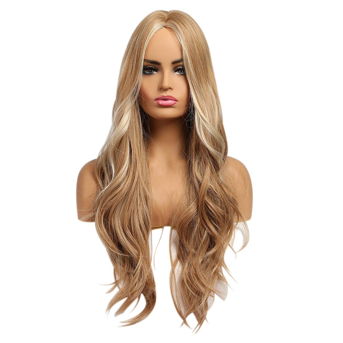 Synthetic Wig Brown Curly Wavy Wig Long Hairpiece
