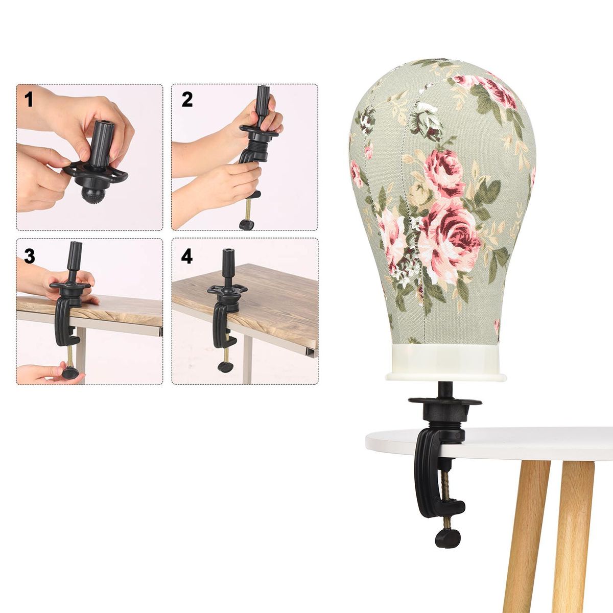 Bestauty 23 Inch Wig Head Canvas Block Head Mannequin Head Wig Display Styling Head with Stand T-Pins C-Pins Hair Clip Hair Comb Wig Cap