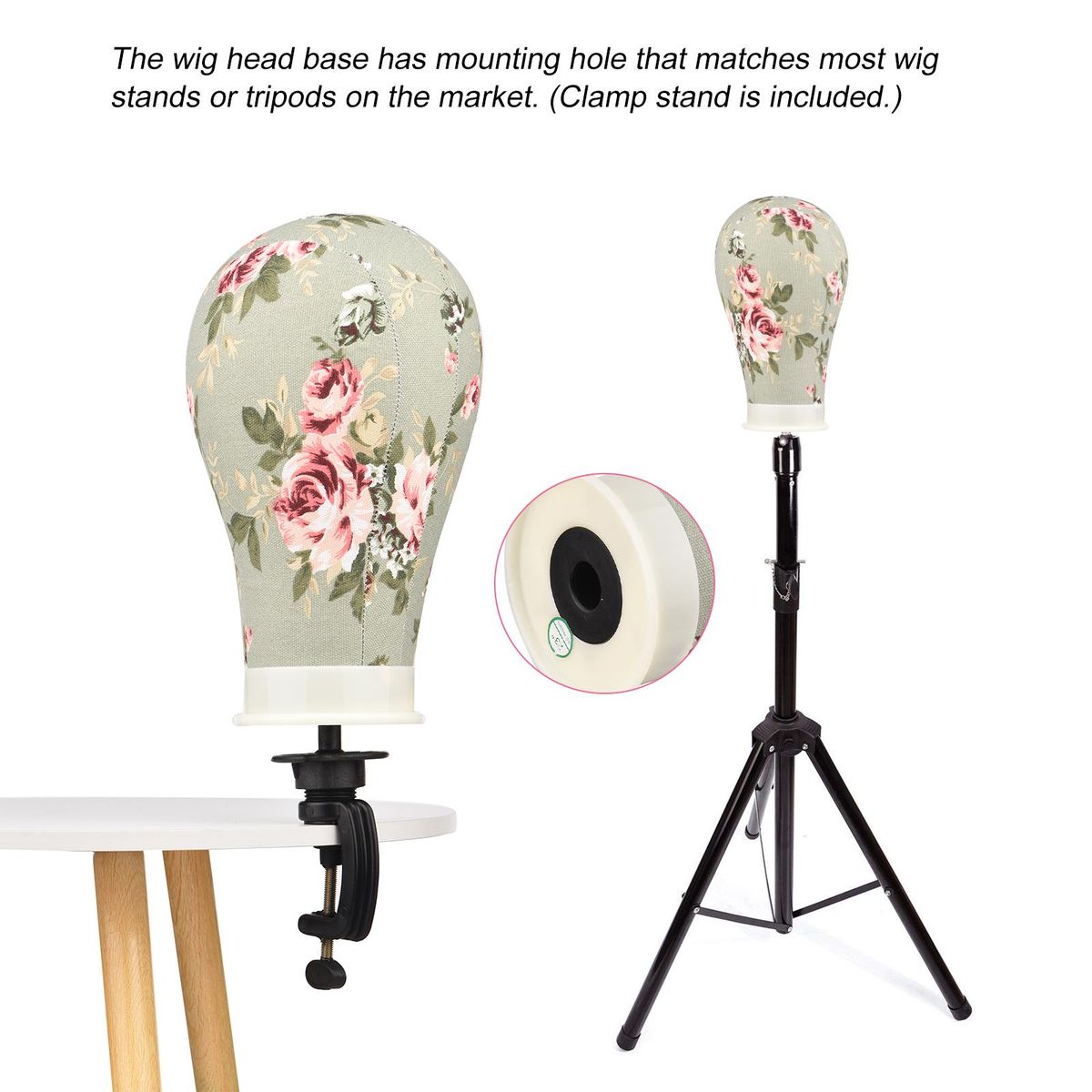 Bestauty 23 Inch Wig Head Canvas Block Head Mannequin Head Wig Display Styling Head with Stand T-Pins C-Pins Hair Clip Hair Comb Wig Cap