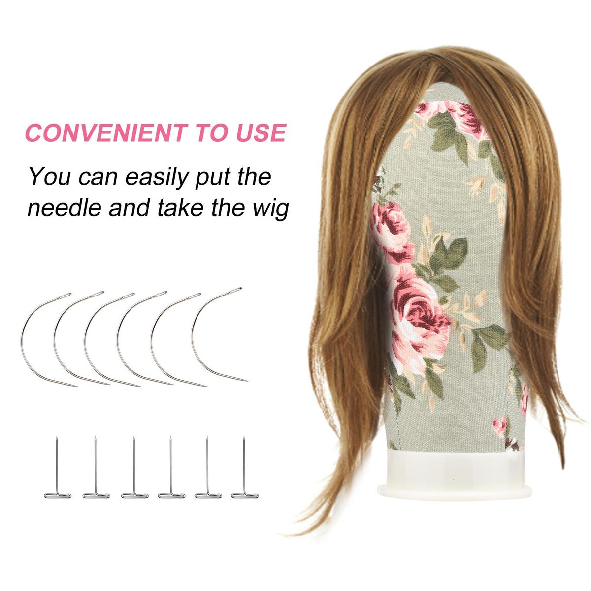Bestauty 23 Inch Wig Head Canvas Block Head Mannequin Head Wig Display Styling Head with Stand T-Pins C-Pins Hair Clip Hair Comb Wig Cap