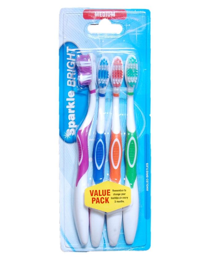 Sparkle Bright 4 PC Toothbrush- Medium
