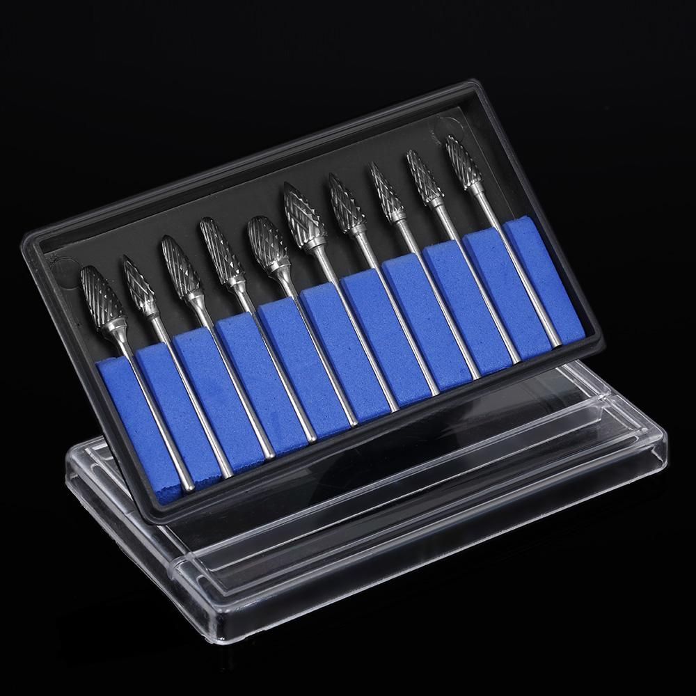 10pcs Tungsten Steel Nitrate Carbide Burs Drills Dental High Speed Grinding Heads Dentistry Equipment Teeth Polishing & Smoothing Dental Tool