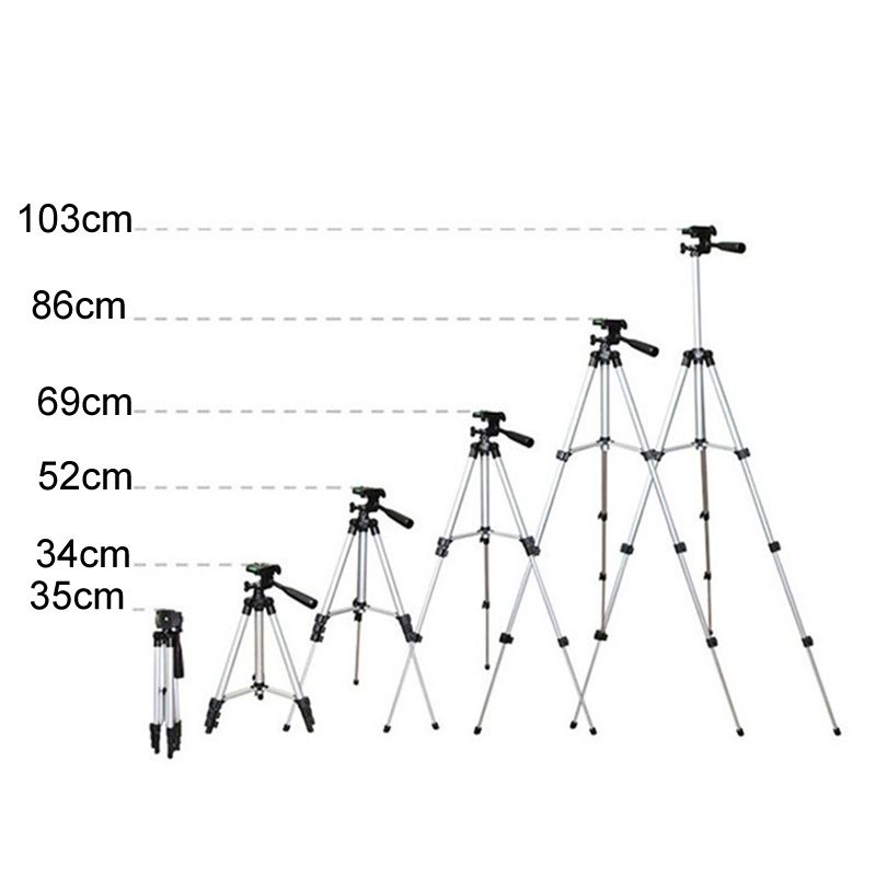 3120 Live Broadcast Tripod 4-Section Folding Legs Aluminum Alloy Tripod Mount, Adjustable Height: 34-103cm(Black)