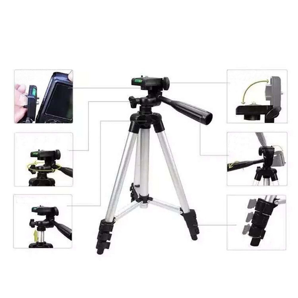 3120 Live Broadcast Tripod 4-Section Folding Legs Aluminum Alloy Tripod Mount, Adjustable Height: 34-103cm(Black)