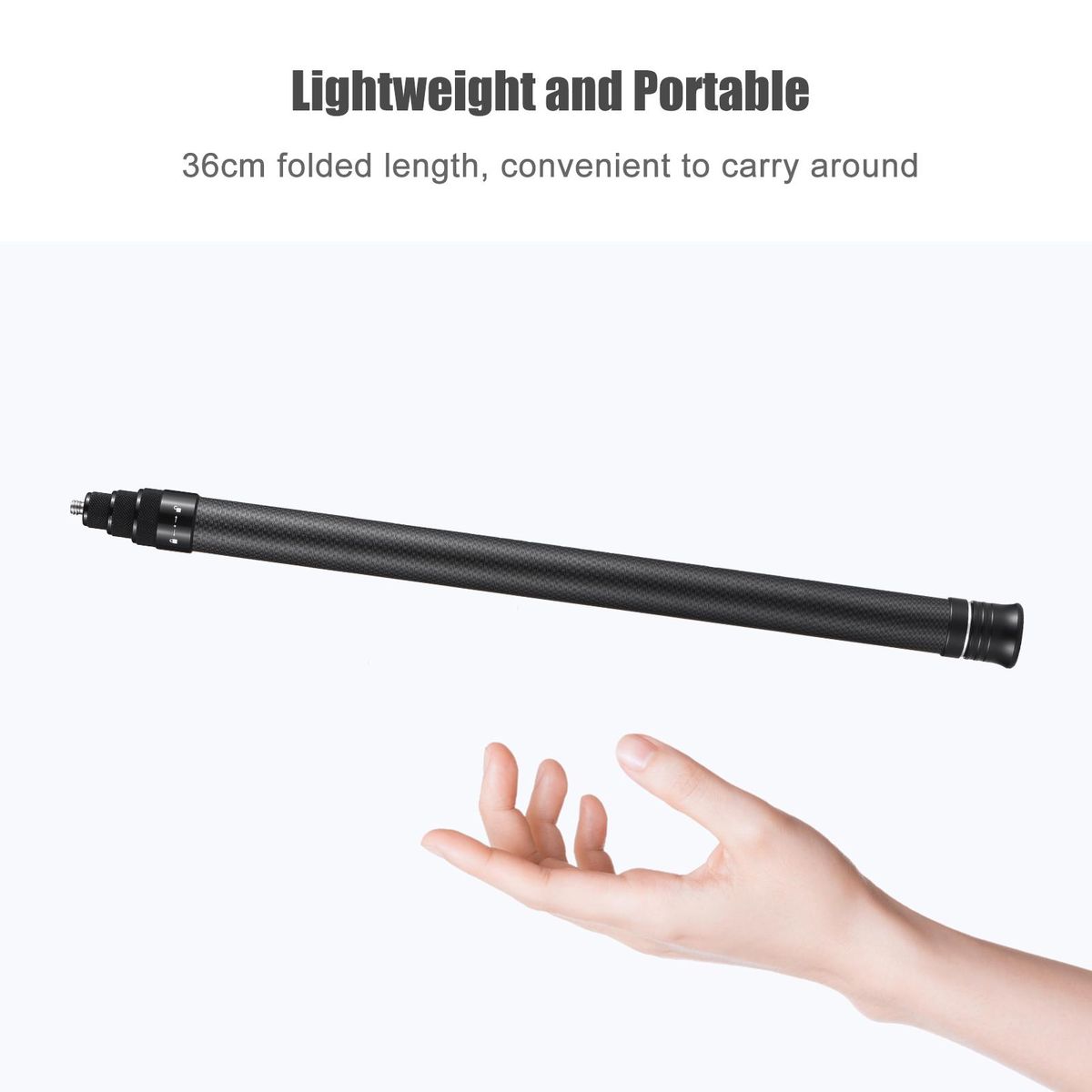 Portable Selfie Stick Carbon Fiber Stand Camera Bracket 1/4 Inch Screw Mount 36cm-150cm/14.2in-59in Adjustable Length Compatible with Insta360 X2/ X3