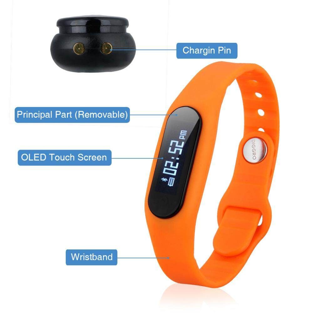Smart Bracelet, Touch Screen Wristband Waterproof Fitness Activity Tracker Sleep Call Reminder Bluetooth Smart Strap For IOS Android Smart Phone Orange Orange