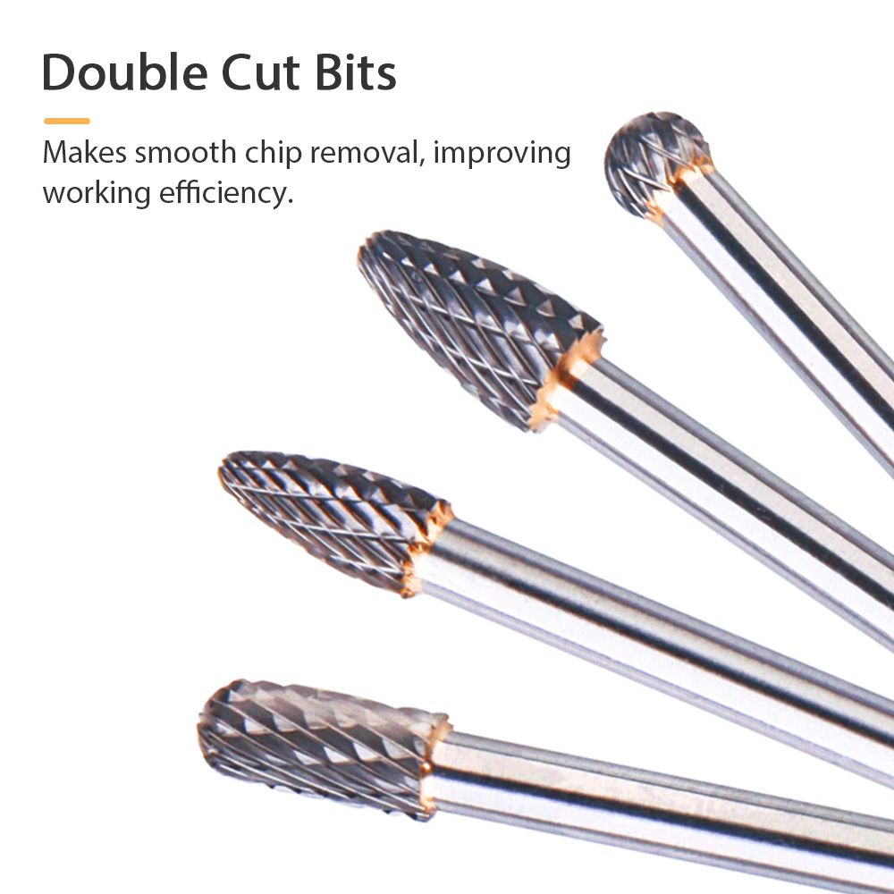 4Pcs Tungsten Steel 1/4'' Shank Rotary Cutting Burrs 10mm