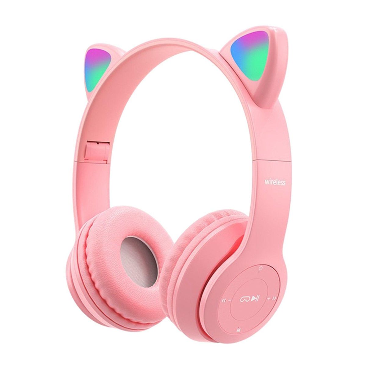 Over-ear Cat-ear Wireless Headset Noise Canceling, Surround Sound Pink