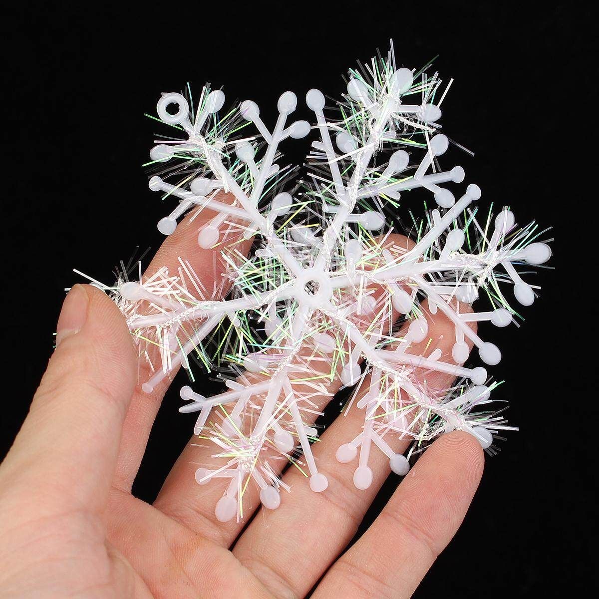 30pcs DIY Xmas White Snowflakes Christmas Tree Decor Supplies Hanging Ornaments 11cm