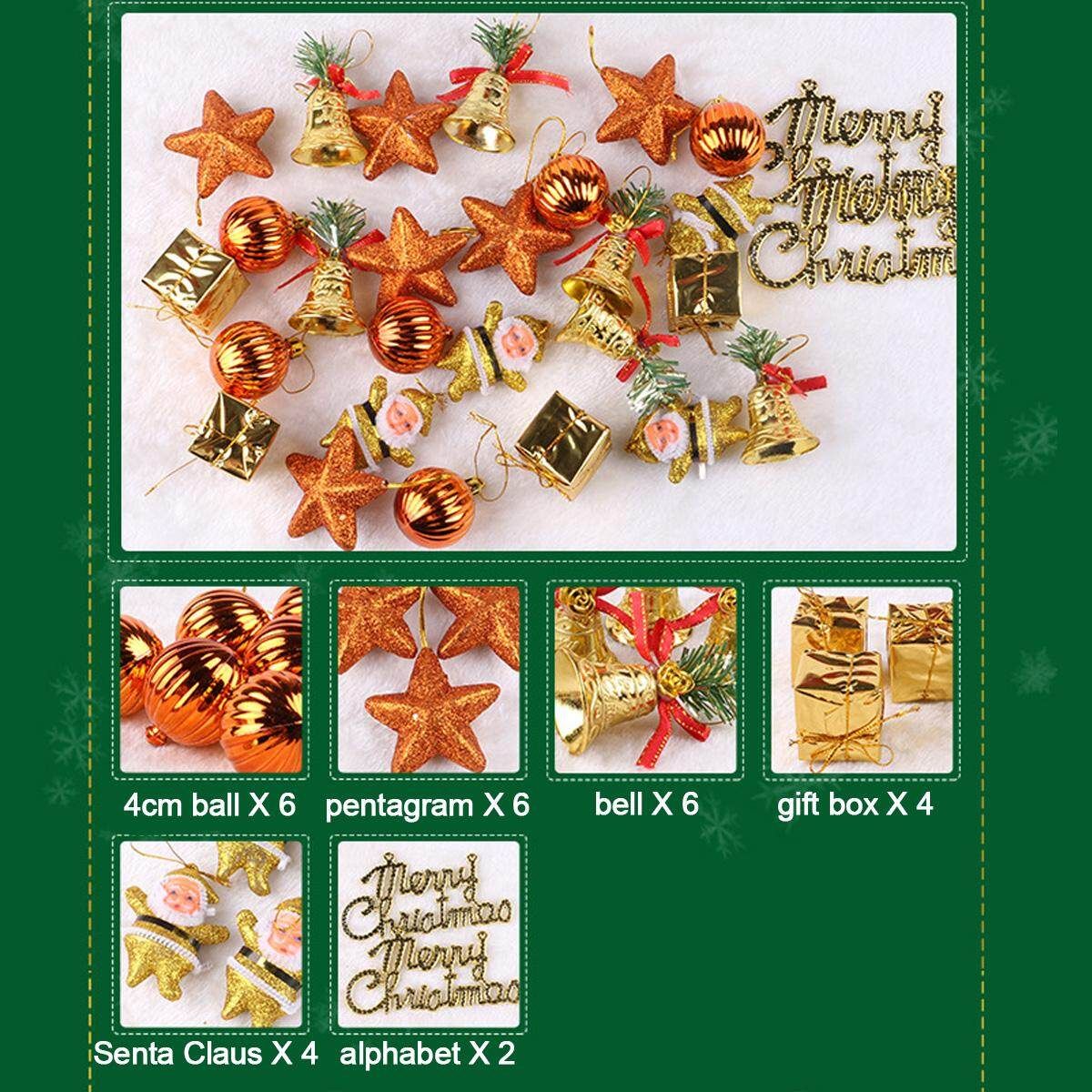 28pcs Christmas Decorations Ornament Xmas Tree Hanging Pendant Ball Senta Claus Pine 28 Pieces Of Bronze   Gold