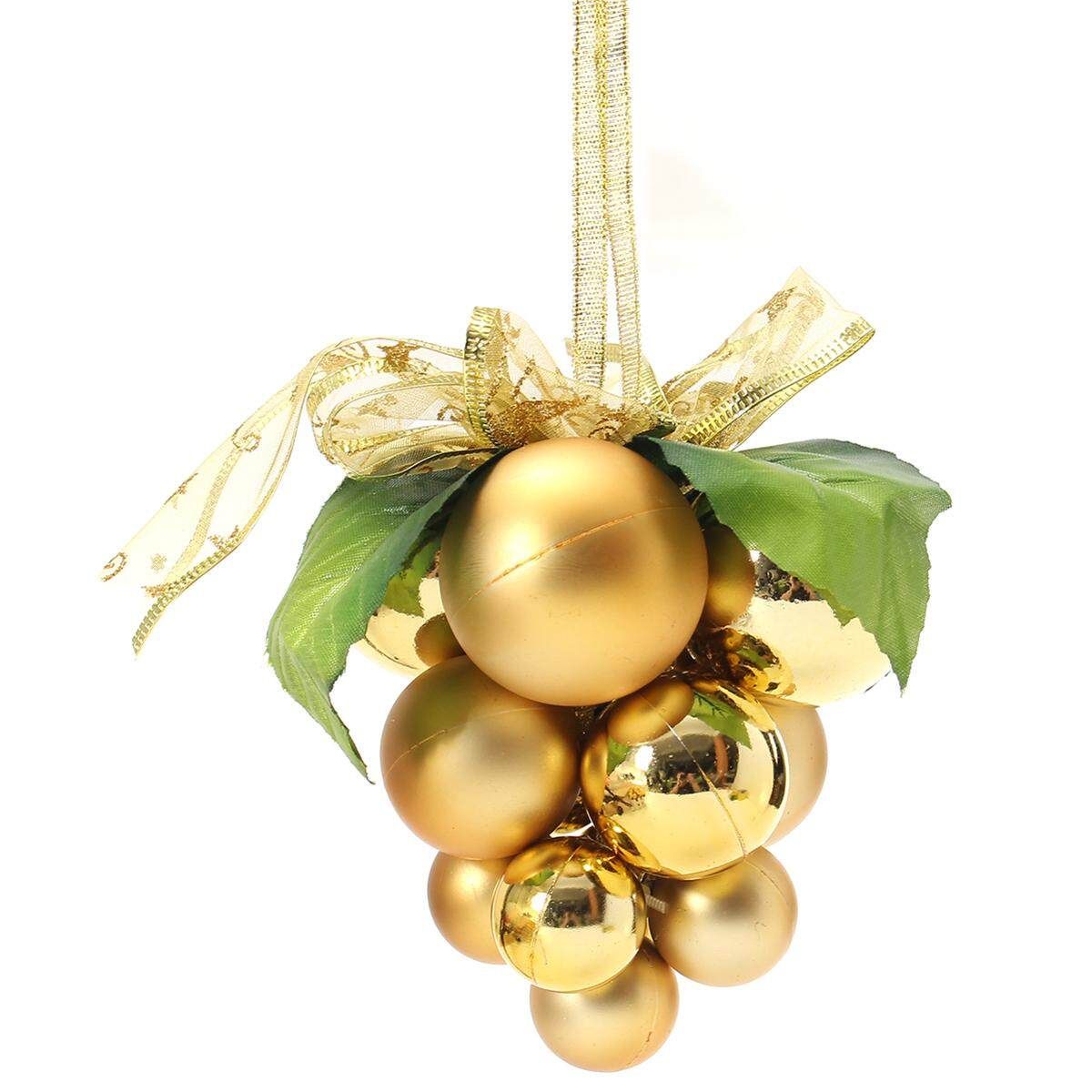 Christmas Grape Shape String Xmas Tree Ornaments Pendant Hanging Balls Adornment Gold