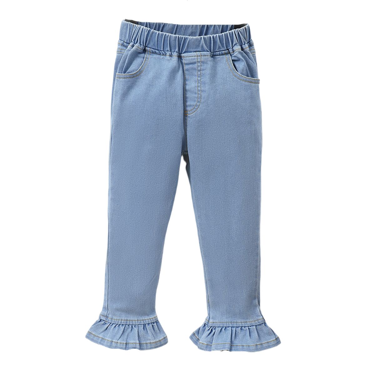 4-7 Years Kid Girl Jeans Plain Color Bell-bottoms Pants
