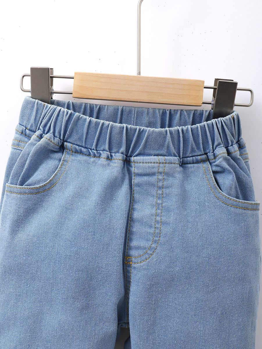 4-7 Years Kid Girl Jeans Plain Color Bell-bottoms Pants