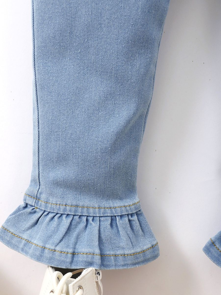 4-7 Years Kid Girl Jeans Plain Color Bell-bottoms Pants