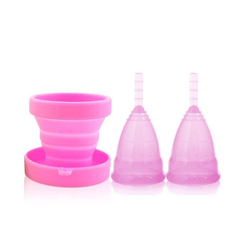 Silicone Menstrual Cup with Drain Valves Menstrual Collector Hygiene Period Cup