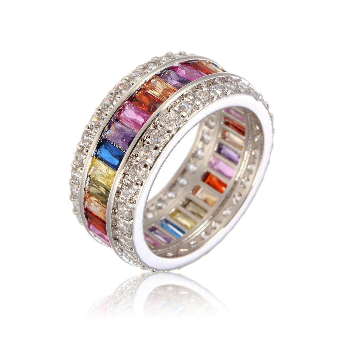 Zircon Amethyst Peridot Garnet Morganite 925 Sterling Silver Ring Silver Size 9 Silver 9