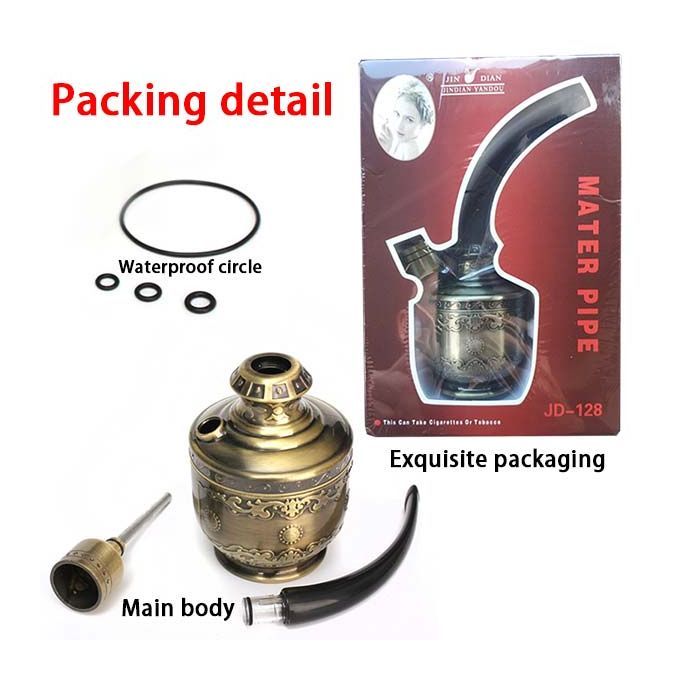 JD-128 Water Smoking Pipe Shis Ha Cigare Tte Bottle Pipe Hoo Kah Filter Smoke Metal Tube Filter Tar