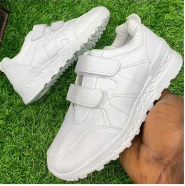 Children Unisex Canvass Back To School Shoe - White