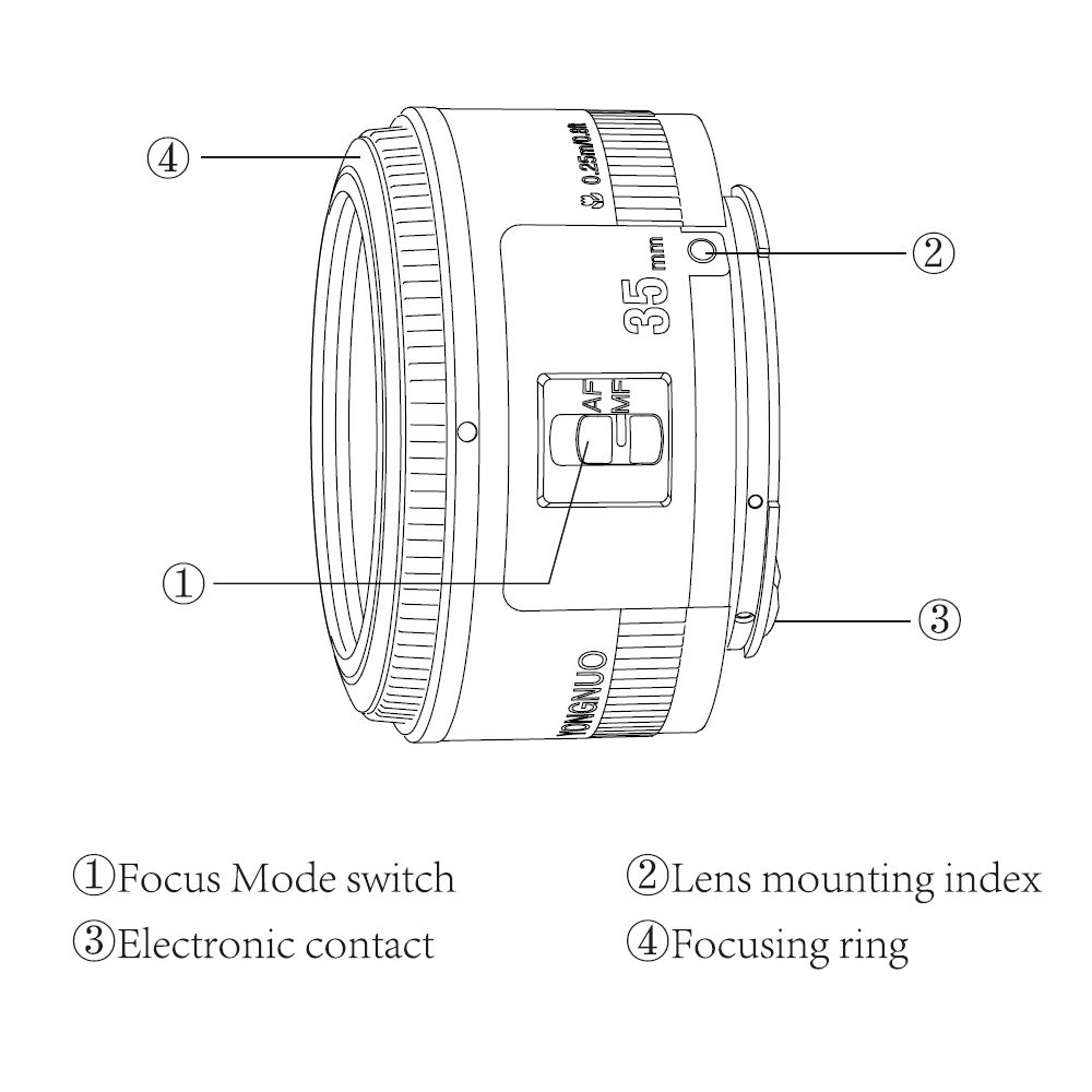 YN35mm F2 Lens 1:2 AF / MF Wide-Angle Fixed/Prime