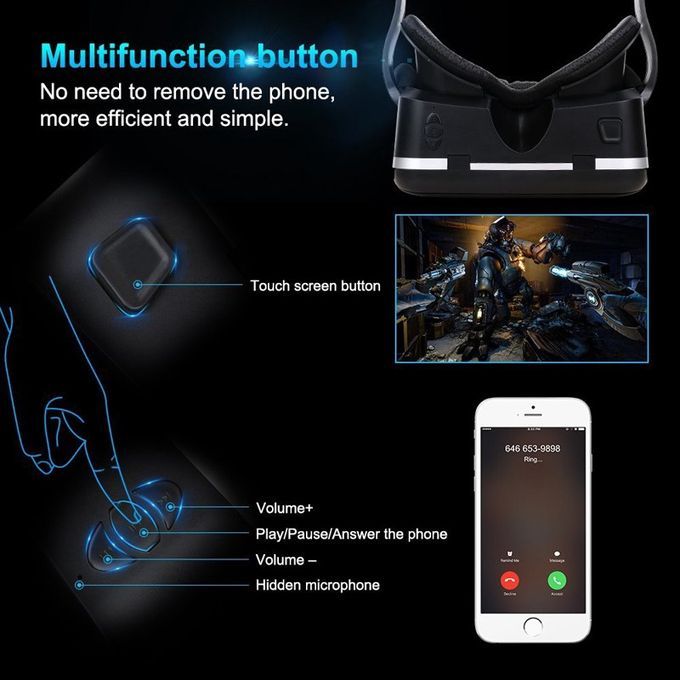 Vr Helmet 3D Box VR Bluetooth Headset VR Glasses Bsuit Black