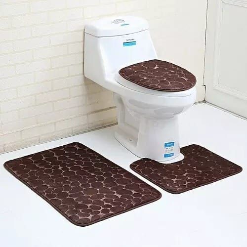 3-in-1  Toilet Carpet Set  Toilet  Cover+ Floor Footmat Floormat