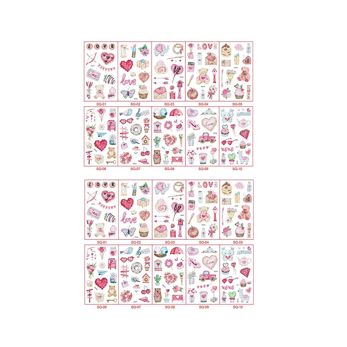 20 Sheet 'S Day Temporary Tattoo Valentines Heart Tattoo Sticker Boy Girls Gift 'S Day