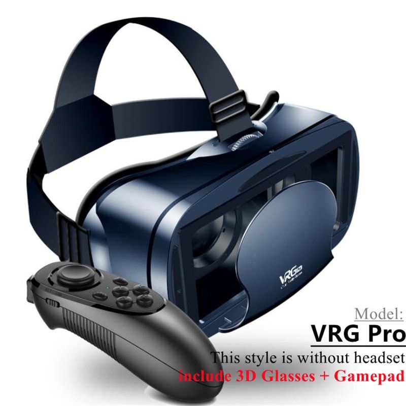VR Virtual Reality 3D Glasses Box Stereo VR Google Cardboard Headset  For IOS Android Smartphone,Wireless Rocker