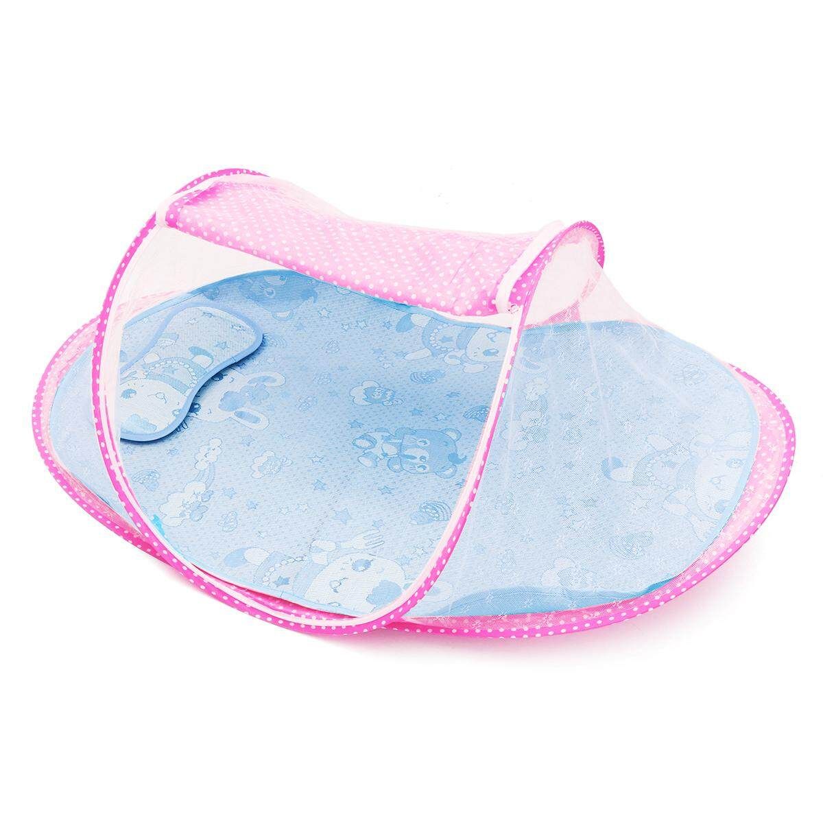 0-3 Years Baby Bed Tent Crib Mattress Portable Foldable Mosquito Net Newborn Bedroom Travel Bed Pink