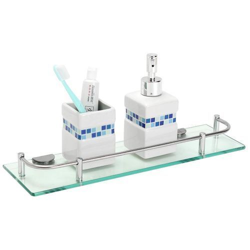 Modern Glass Holder Rectangle Shelf Wall - 38.5cm