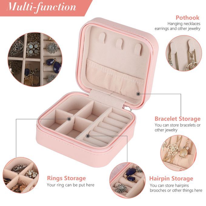 Small Jewelry Box Portable Travel Jewelry Organizer Mini Display Case With PU Leather For Girls Women Rings Earrings Necklaces Storage