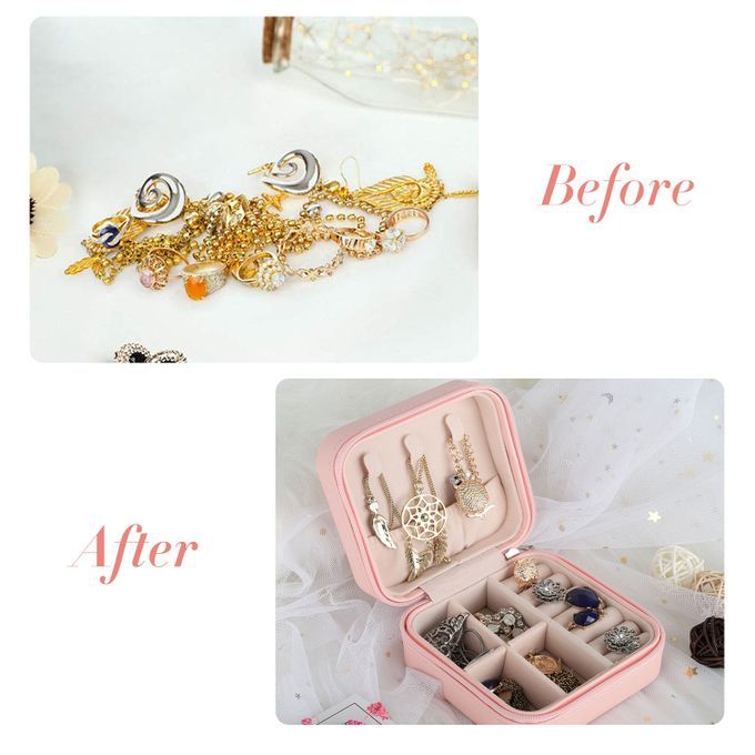 Small Jewelry Box Portable Travel Jewelry Organizer Mini Display Case With PU Leather For Girls Women Rings Earrings Necklaces Storage
