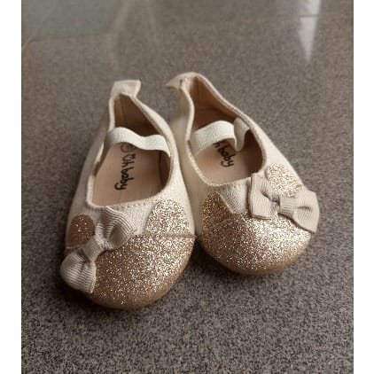 Baby Girl's Bow Knot Anti Slip Glitter Shoe- Gold