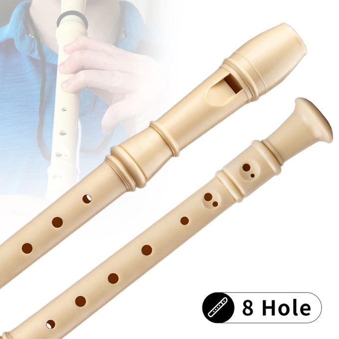White Long Flute Instrument Baroque Recorder For School 8 Hole