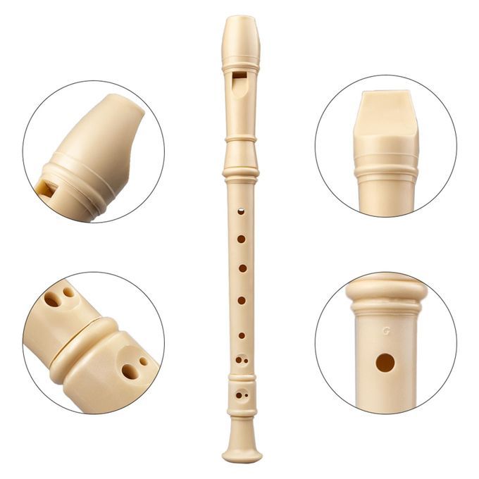 White Long Flute Instrument Baroque Recorder For School 8 Hole