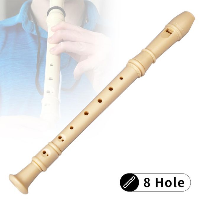 White Long Flute Instrument Baroque Recorder For School 8 Hole