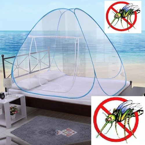 Mosquito Net Self Propping Foldable Full Protection Tent (150cm X 200cm) - White-Blue