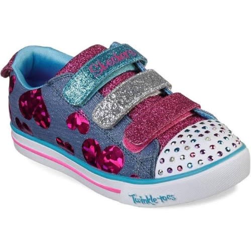 Girls Bling Studded Twinkle Toes Sneaker-Blue