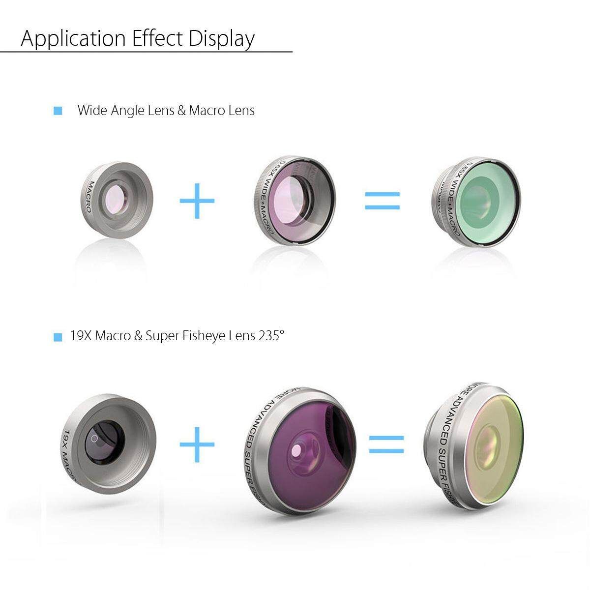 8-in-1 Super Fisheye With Wide Angle Microphone Lens Kit For Universal Cell Phones Gold