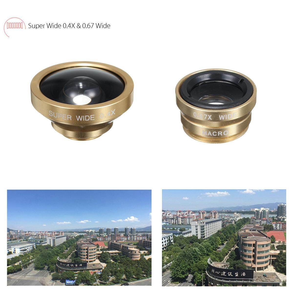 8-in-1 Super Fisheye With Wide Angle Microphone Lens Kit For Universal Cell Phones Gold