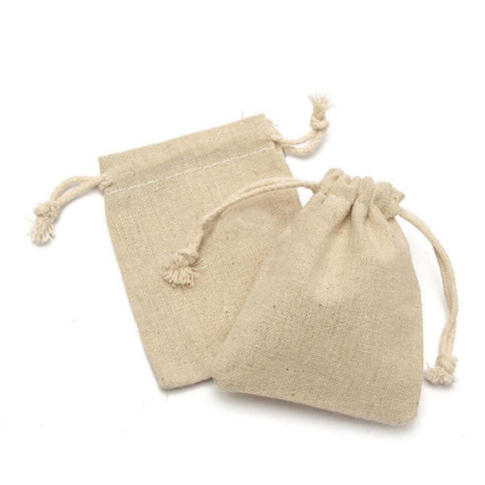 50Pcs Natural Burlap Bags Linen Pouches Sacks with Drawstring Burlap Jute Bags Reusable Eco-Friendly Small Storage Bag Pockets