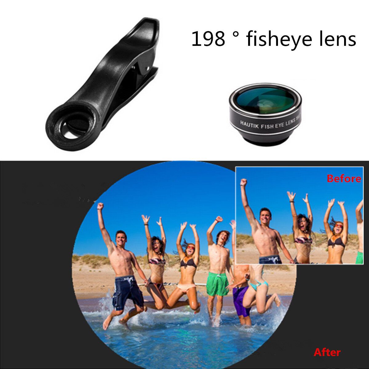 5 In 1 Phone Camera Lens Fish Eye Wide Angle Macro Clip Set For Cellphone